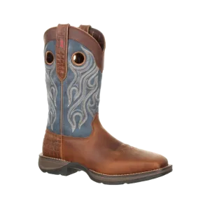 Durango Men's Rebel™ Dark Brown & Denim Blue Square Steel Toe Boots DDB0134