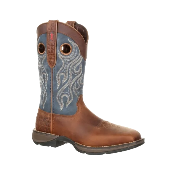 Durango Men's Rebel™ Dark Brown & Denim Blue Square Steel Toe Boots DDB0134