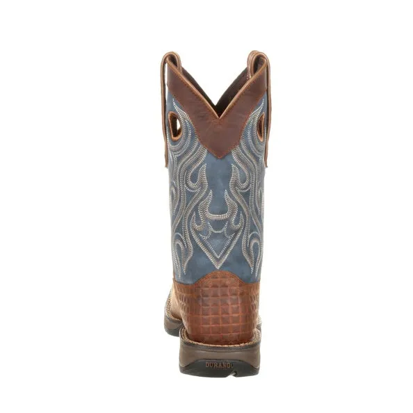 Durango Men's Rebel™ Dark Brown & Denim Blue Square Steel Toe Boots DDB0134