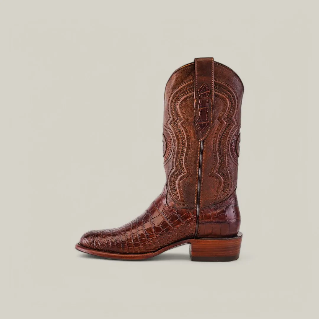 Exotic American Alligator Belly Tail - Brown - Roper Toe