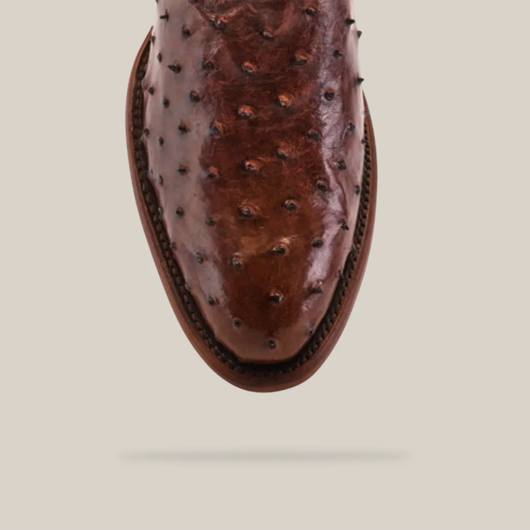 Exotic Full Quilt Ostrich - Brown - Round Toe