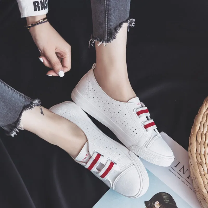 Fashion Casual Microfiber PU Leather Casual Striped Shoes Sneakers