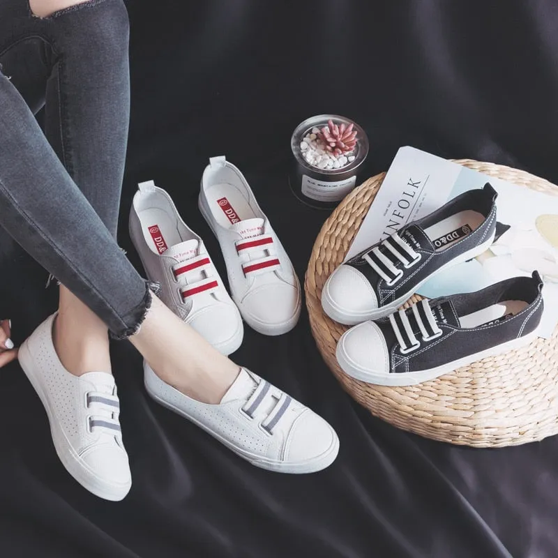 Fashion Casual Microfiber PU Leather Casual Striped Shoes Sneakers