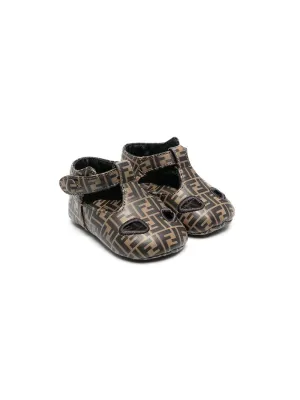 FENDI BABY FF Pattern Ballerina Shoes Brown