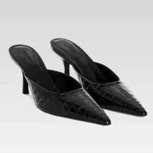Francesca Leather Mule | Black
