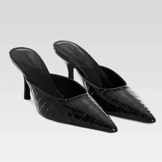 Francesca Leather Mule | Black
