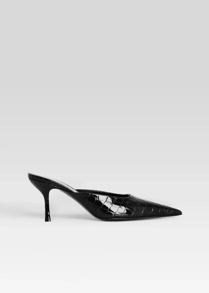 Francesca Leather Mule | Black
