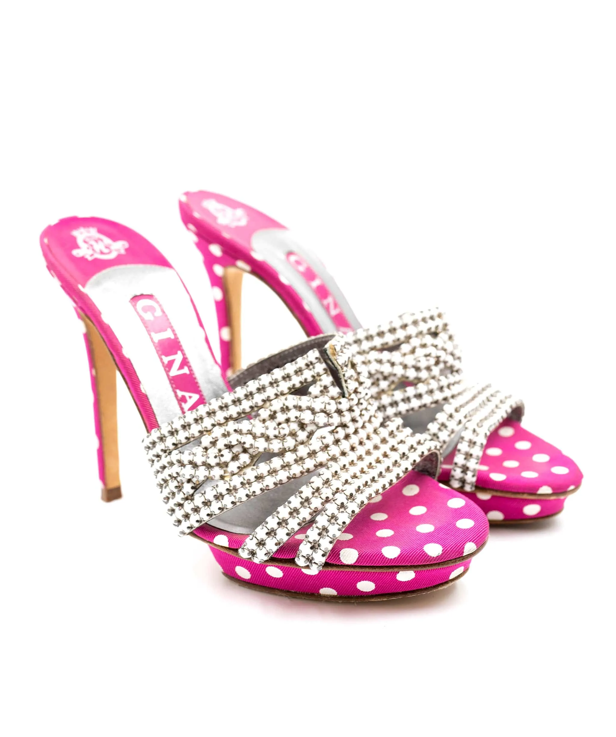 Gina pink polka dot heels UK 3.5  NW5140