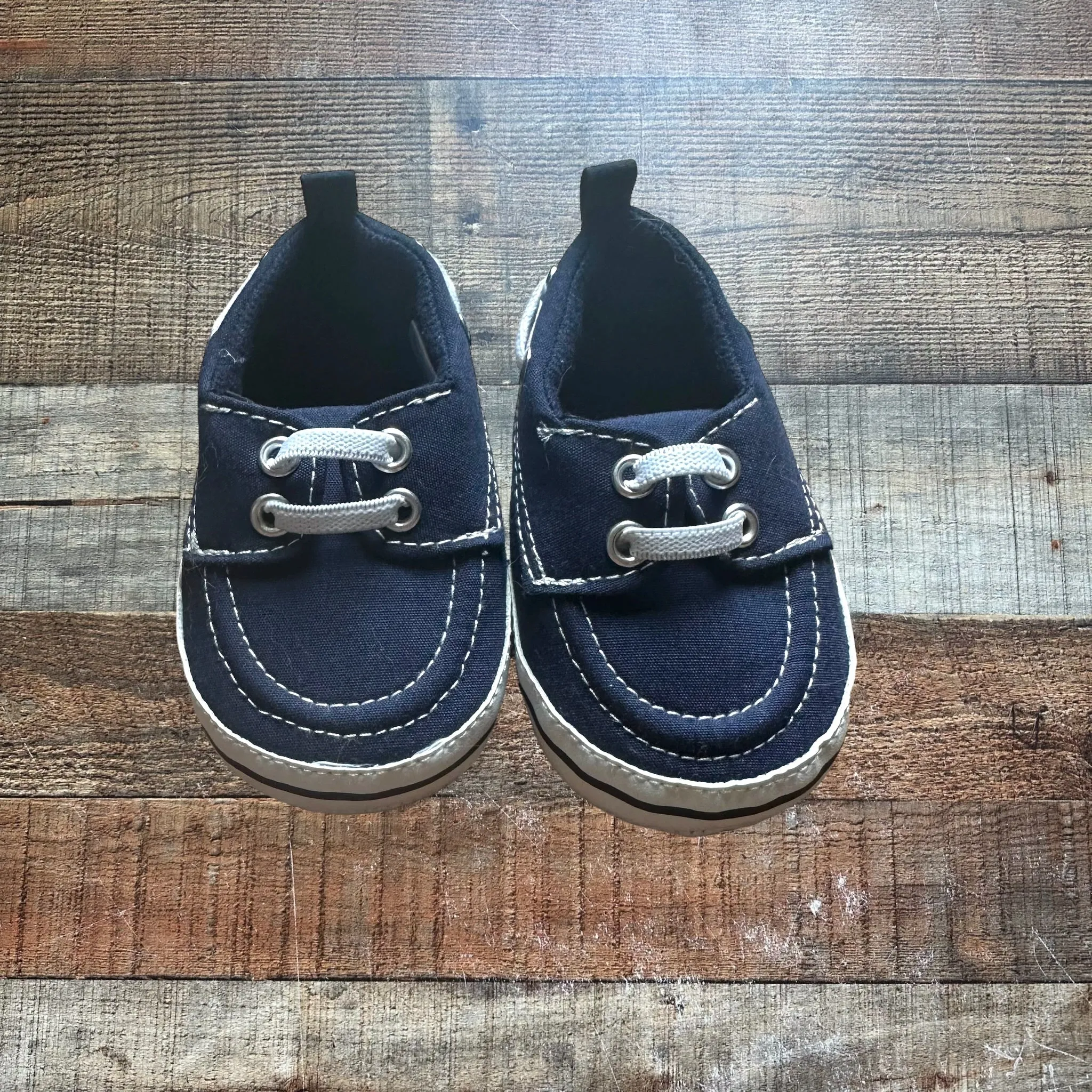 Hudson Baby Navy Boat Shoes Crib Shoes- Size 6-12M (Like New)