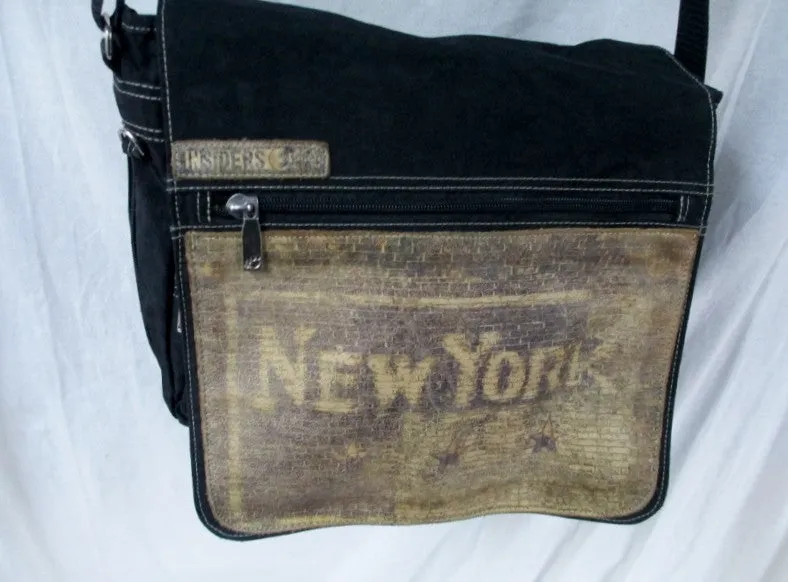 INSIDERS BROOKLYN Shoulder Flap Bag Man Purse Messenger Crossbody BLACK