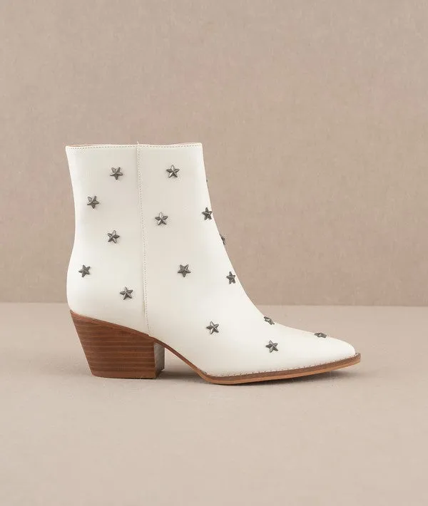 IVANNA-  Star studded white pointy booties