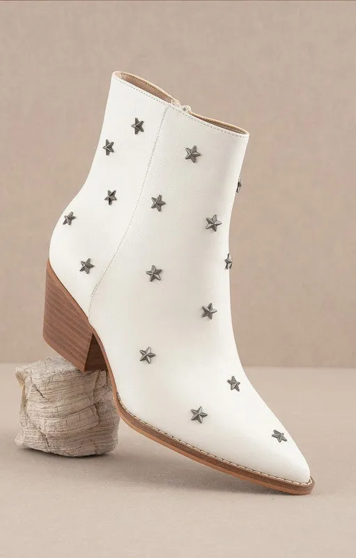 IVANNA-  Star studded white pointy booties
