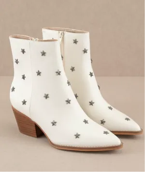 IVANNA-  Star studded white pointy booties