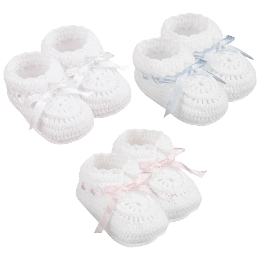 Jefferies Hand Crochet Ribbon Booties