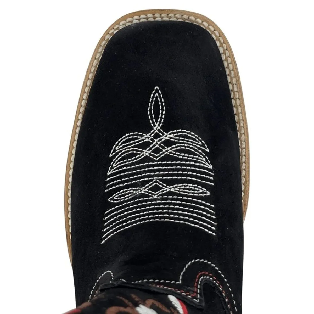 La Carreta Women´s Nobuck Leather Boots Black with Red Roses  LC-103