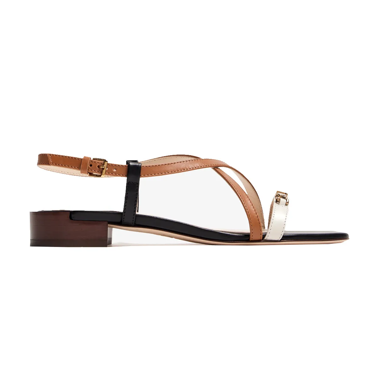 Logo Plaque Leather Strap Sandals
