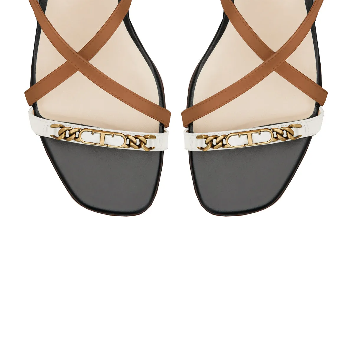 Logo Plaque Leather Strap Sandals