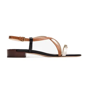 Logo Plaque Leather Strap Sandals