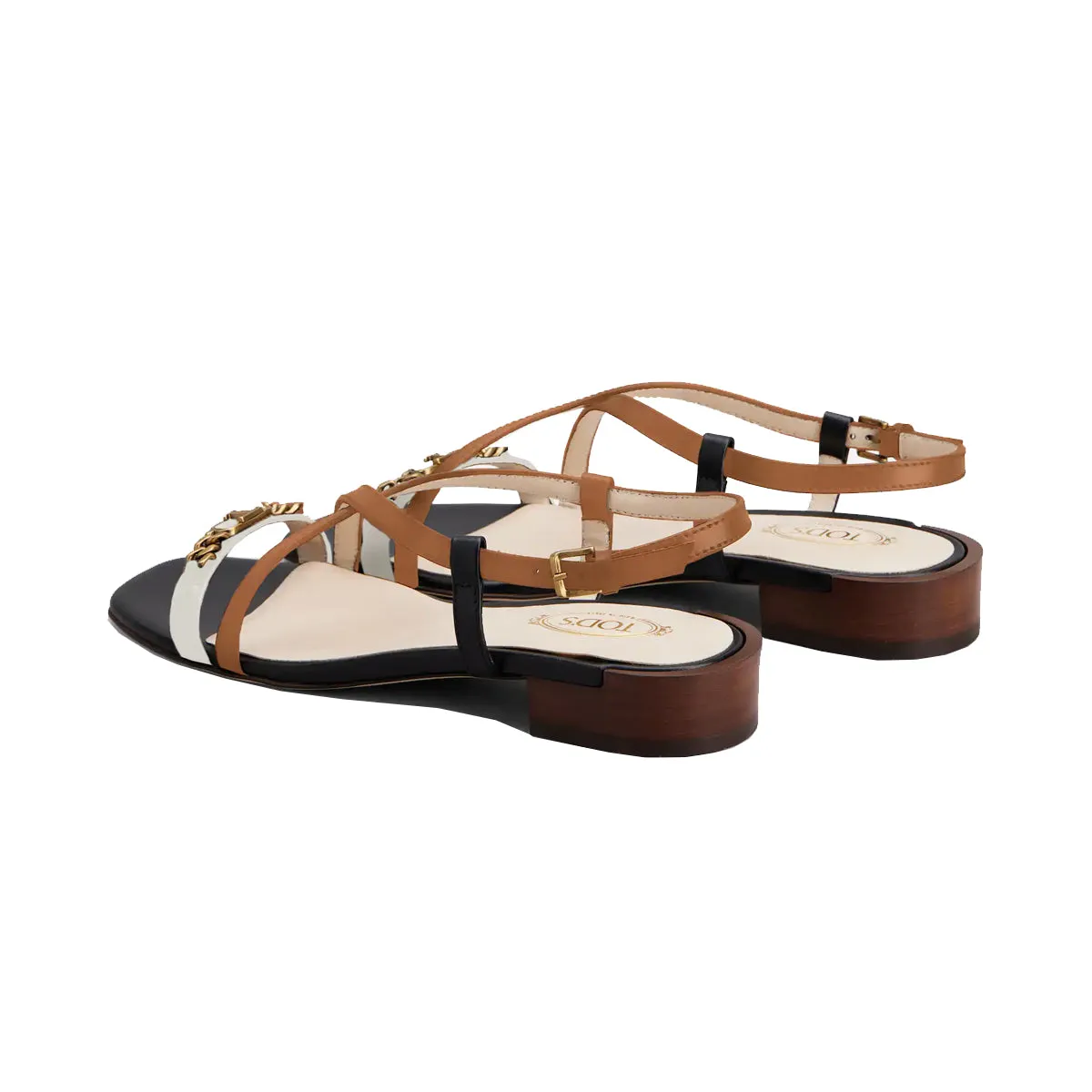 Logo Plaque Leather Strap Sandals