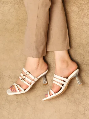 Lola Strappy Mules Chalk White