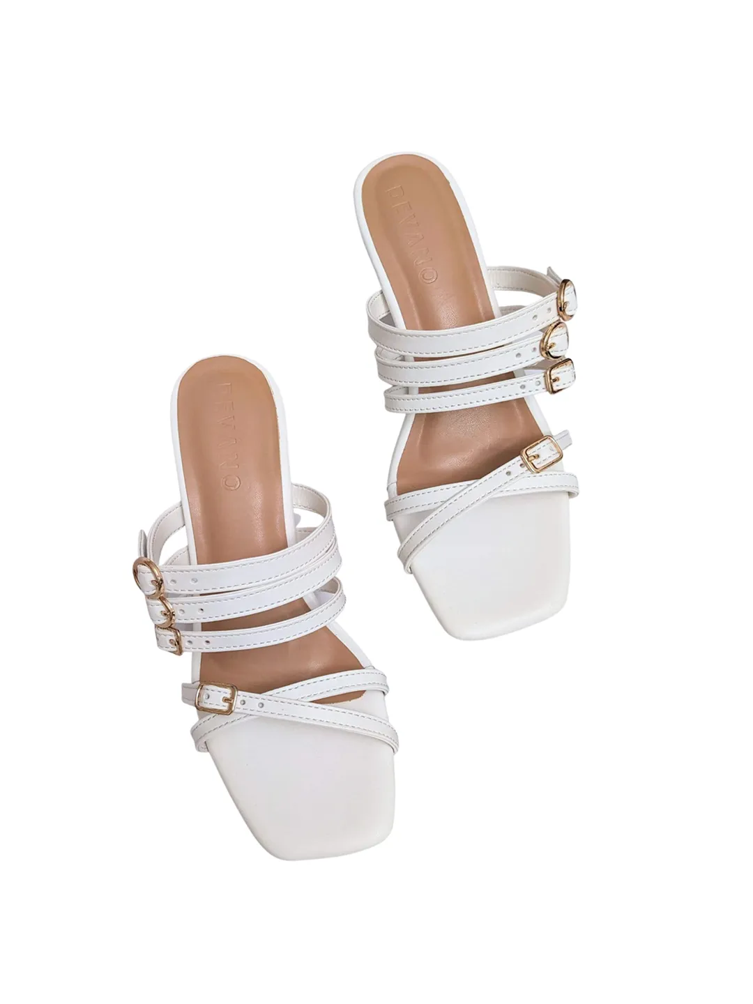 Lola Strappy Mules Chalk White