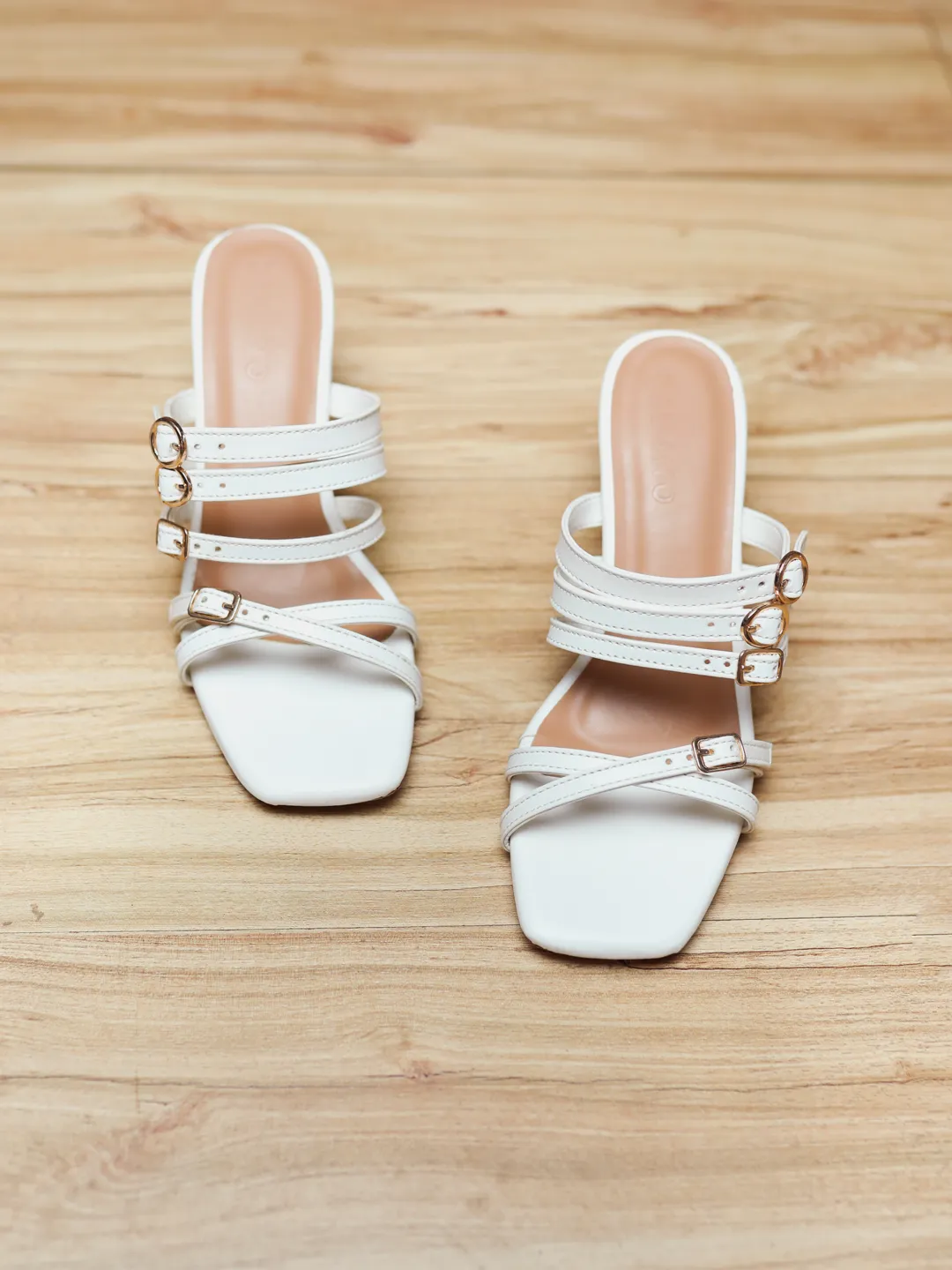 Lola Strappy Mules Chalk White
