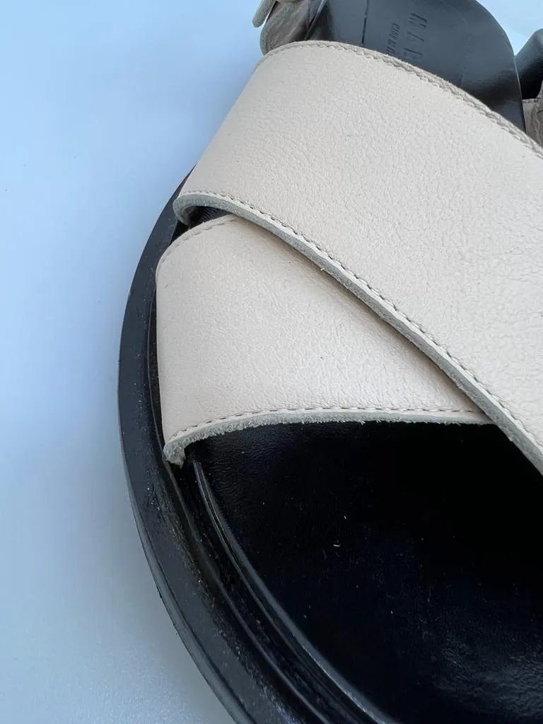 MARNI CREAM LEATHER FUSSBETT SANDALS