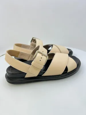 MARNI CREAM LEATHER FUSSBETT SANDALS
