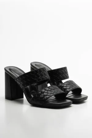 Mule Heeled Sandal Black