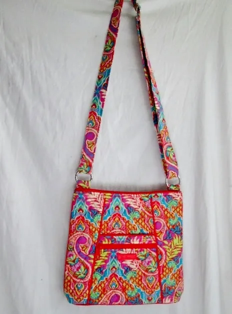 NEW VERA BRADLEY Quilted Vegan Shoulder Bag Cross Body Swingpack Purse PINK BLUE PURPLE