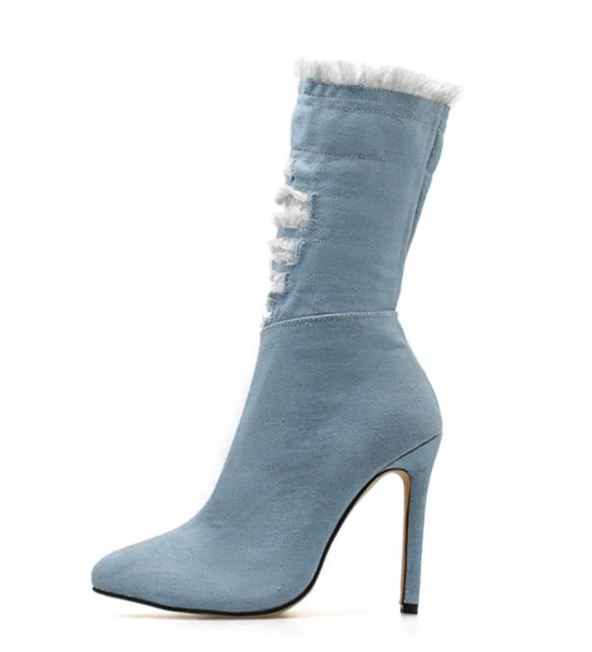 Number Ninety Two Denim Pointed Toe Booties