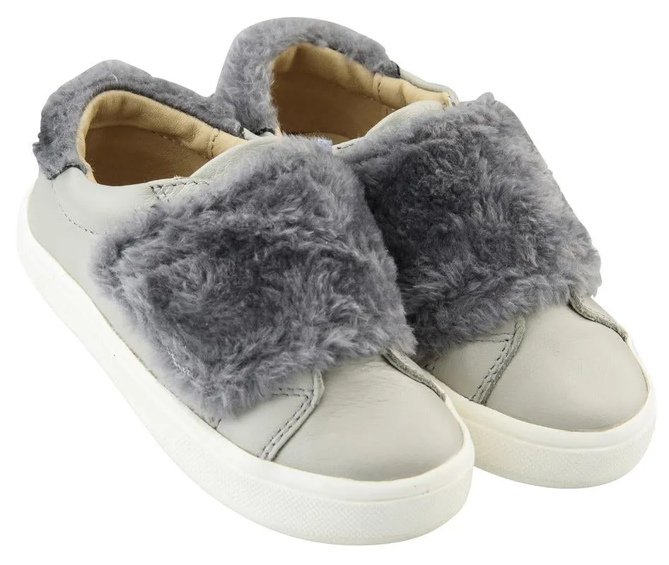 Old Soles Girl's and Boy's Fur Master Sneaker Slip-On Shoe, Gris/Dark Silver