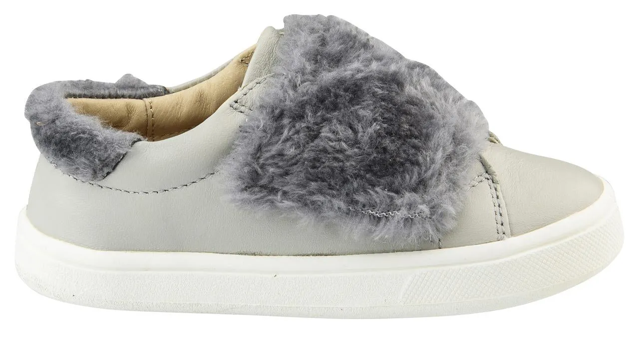 Old Soles Girl's and Boy's Fur Master Sneaker Slip-On Shoe, Gris/Dark Silver