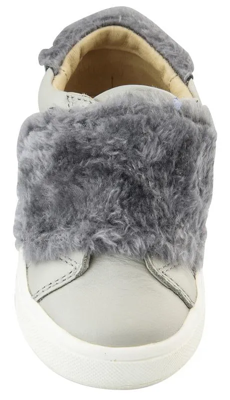 Old Soles Girl's and Boy's Fur Master Sneaker Slip-On Shoe, Gris/Dark Silver