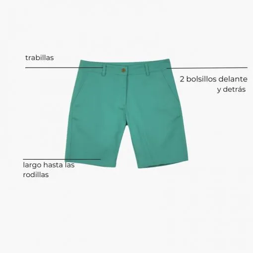 Pantalón chino corto de mujer verde