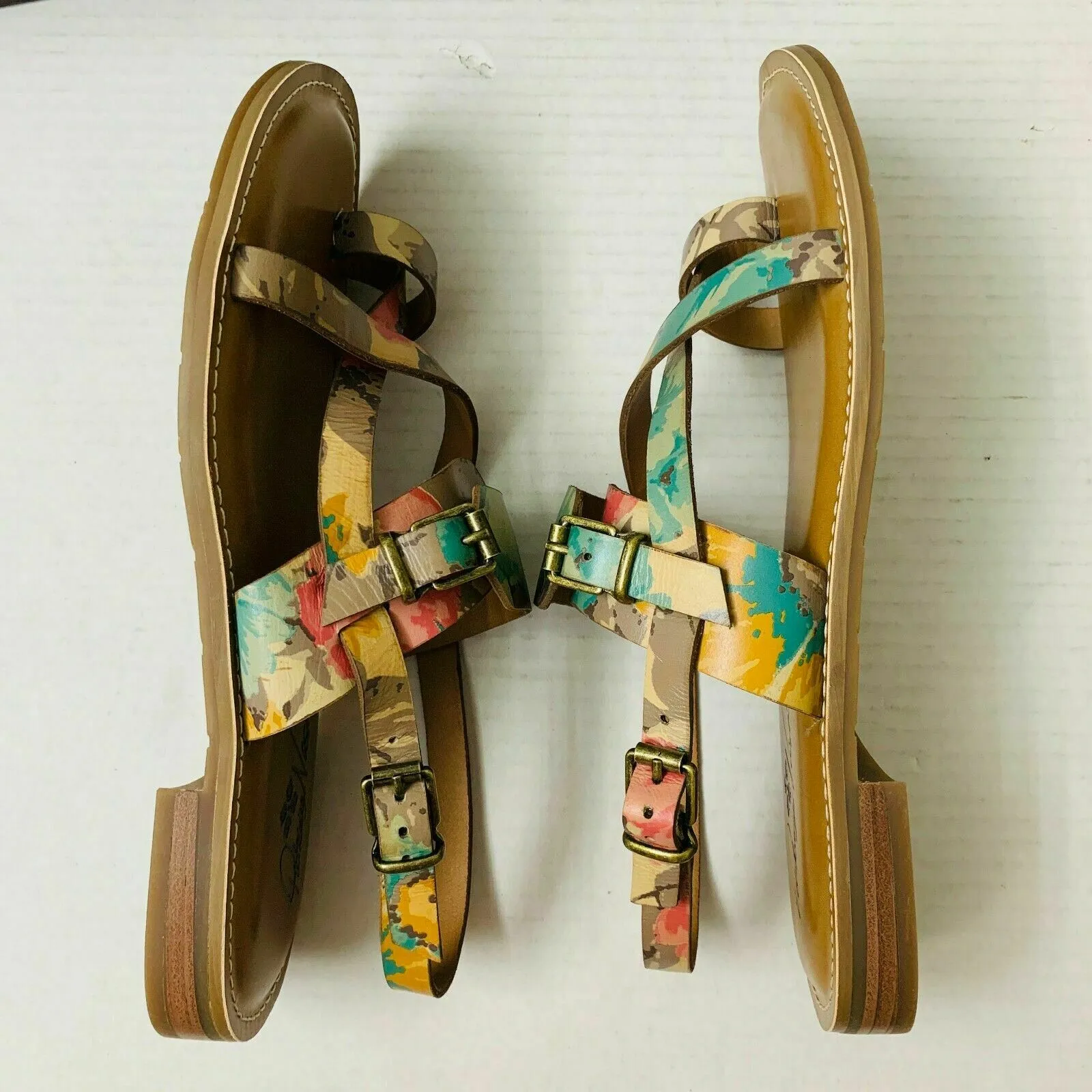 Patricia Nash Fidella First Bloom Print Criss Cross Straps 075LEA-FBLM Size 6M