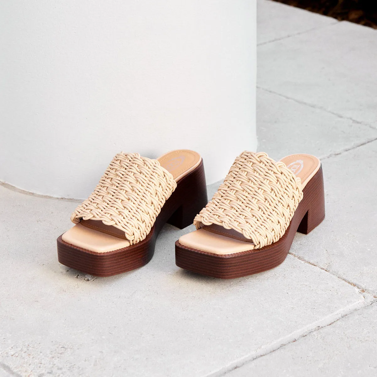 Platform Woven Mules with Heel