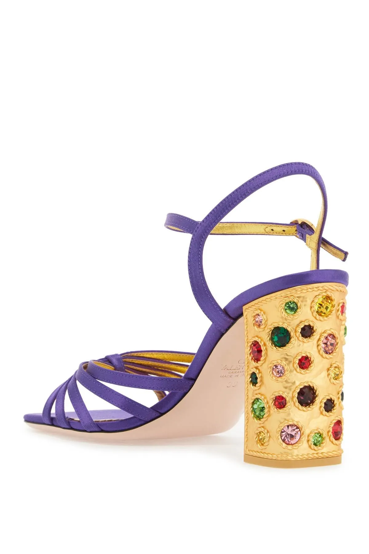 satin sandals with crystal embellishments - 6W2S0LK8IQI ULTRA VIOLET/MULTICOLOR