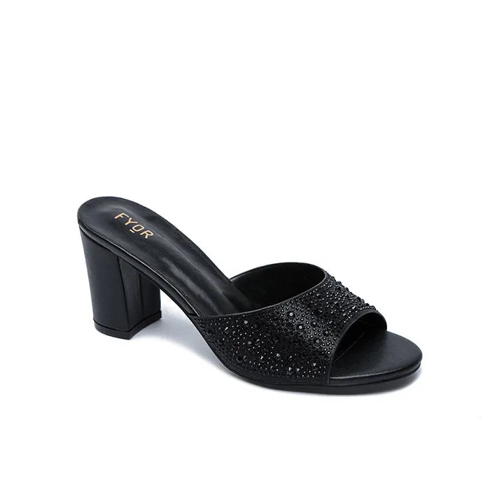 Shiny upper Embellished Mule HL 180