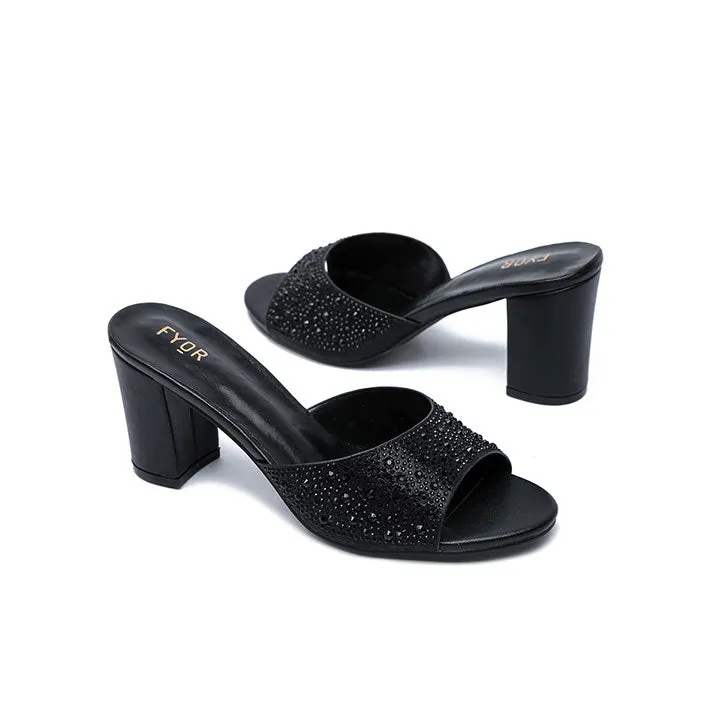 Shiny upper Embellished Mule HL 180