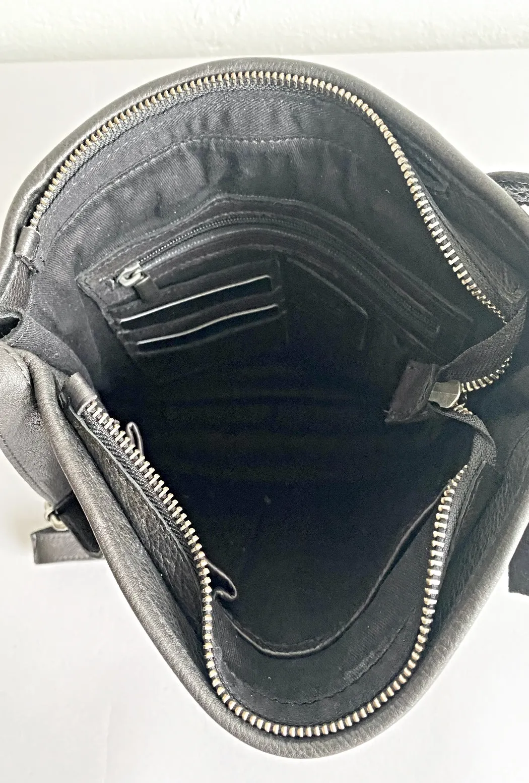 Simone Chevron Leather Purse, Black