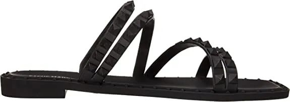 Steve Madden Womens Skyler-J Studded Flat Sandal  Color Jelly Black Size 8M
