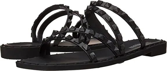 Steve Madden Womens Skyler-J Studded Flat Sandal  Color Jelly Black Size 8M