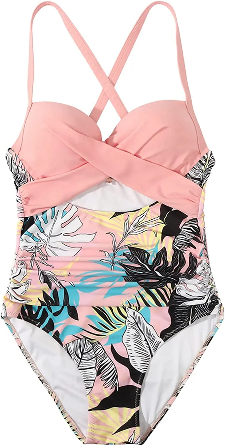 SUUKSESS Women Wrap Cut Out One Piece Swimsuit High Waisted Monokini Bathing Suit