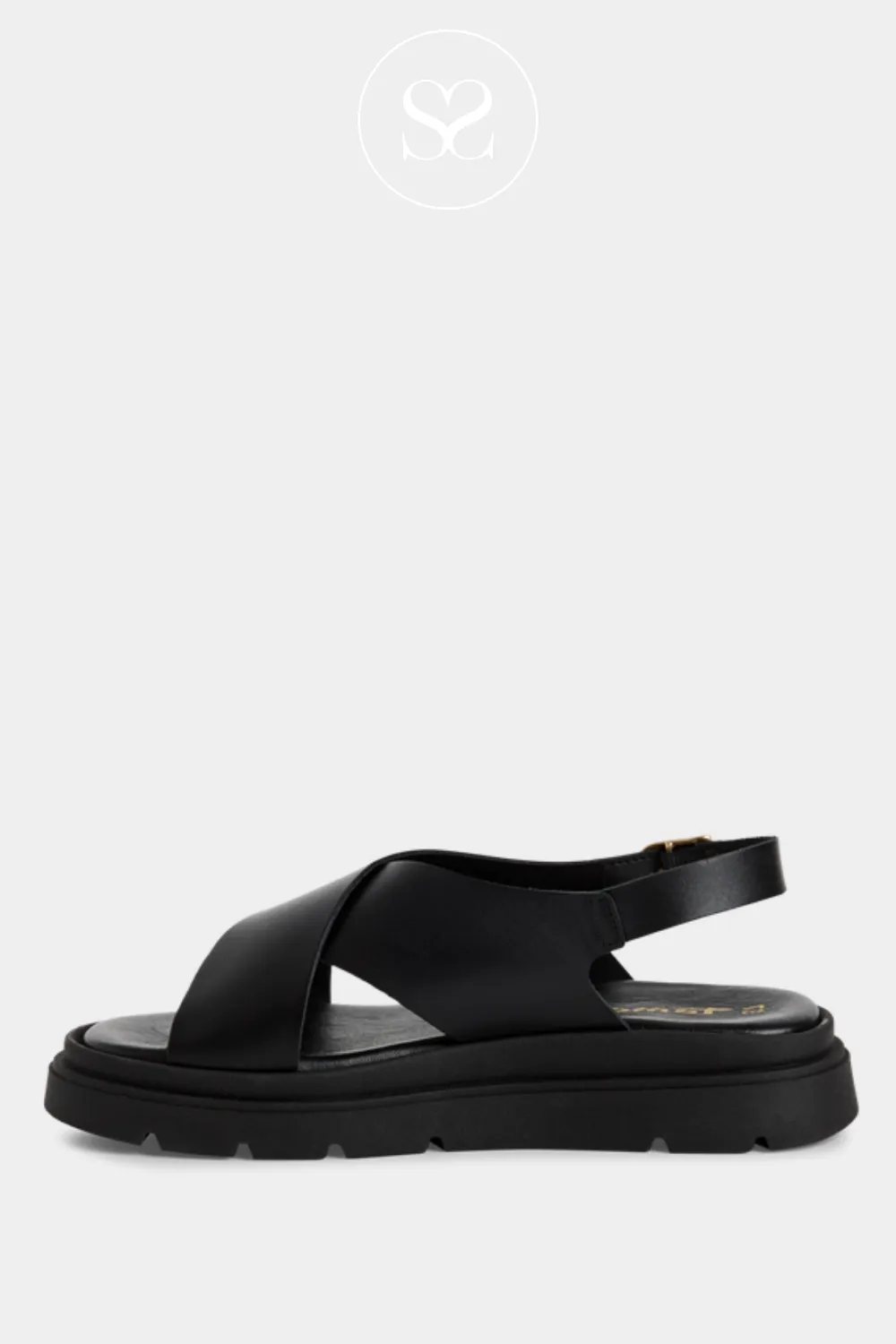 TAMARIS 1-28270-42 BLACK LEATHER CRISS-CROSS STRAP SLINGBACK WEDGE SANDALS
