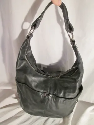 TIGNANELLO leather hobo satchel shoulder bucket bag crossbody BLACK sling
