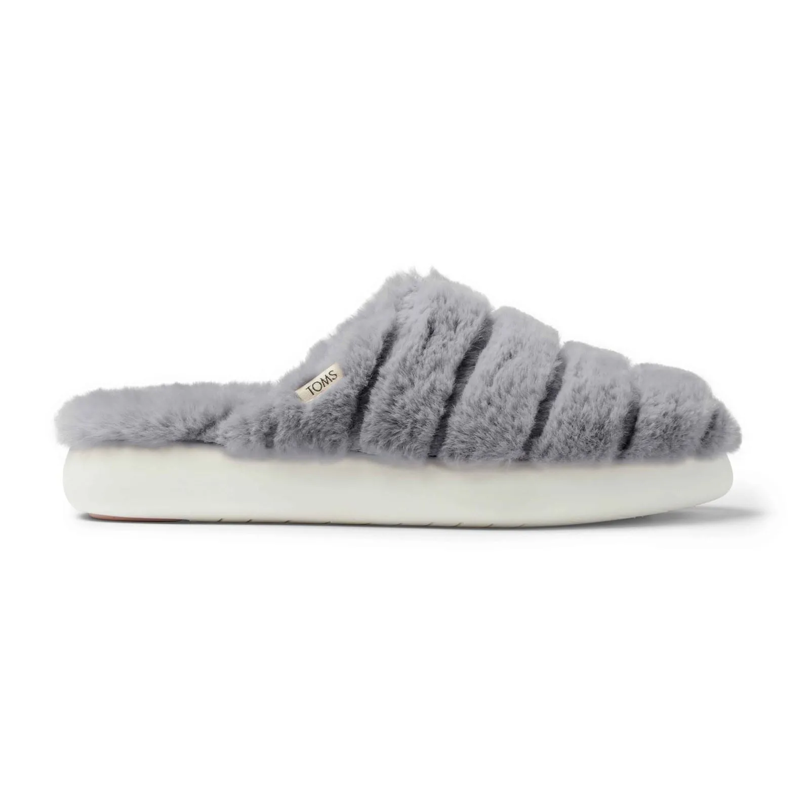 TOMS Alpargata Mallo Grey 100% Polyester Faux Fux Female Mule Ladies Summer