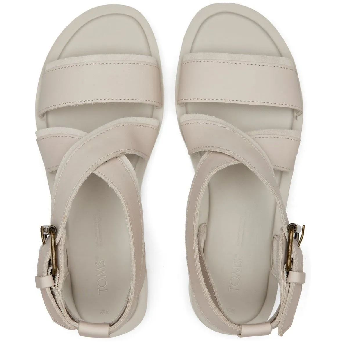 TOMS Sidney Tread White 100% Cow Leather Female Sandal Ladies Summer