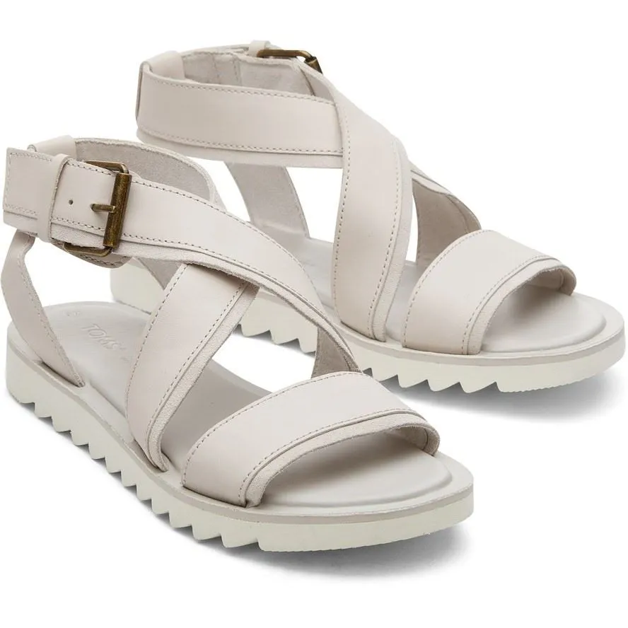 TOMS Sidney Tread White 100% Cow Leather Female Sandal Ladies Summer
