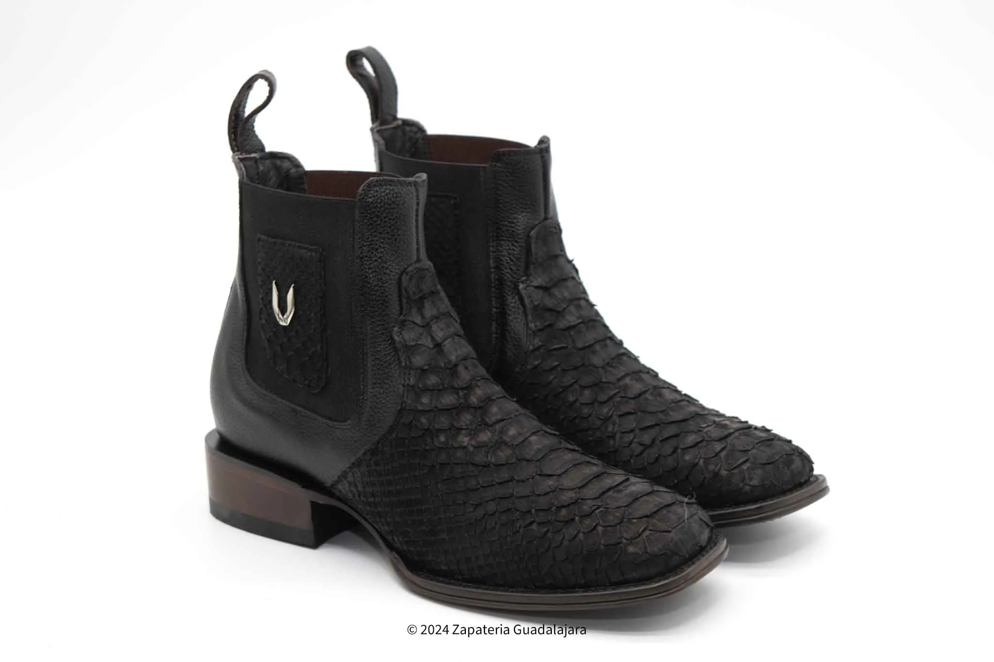 VESTIGIUM 782BN5705 WIDE SQUARE TOE PYTHON NOBUCK BLACK